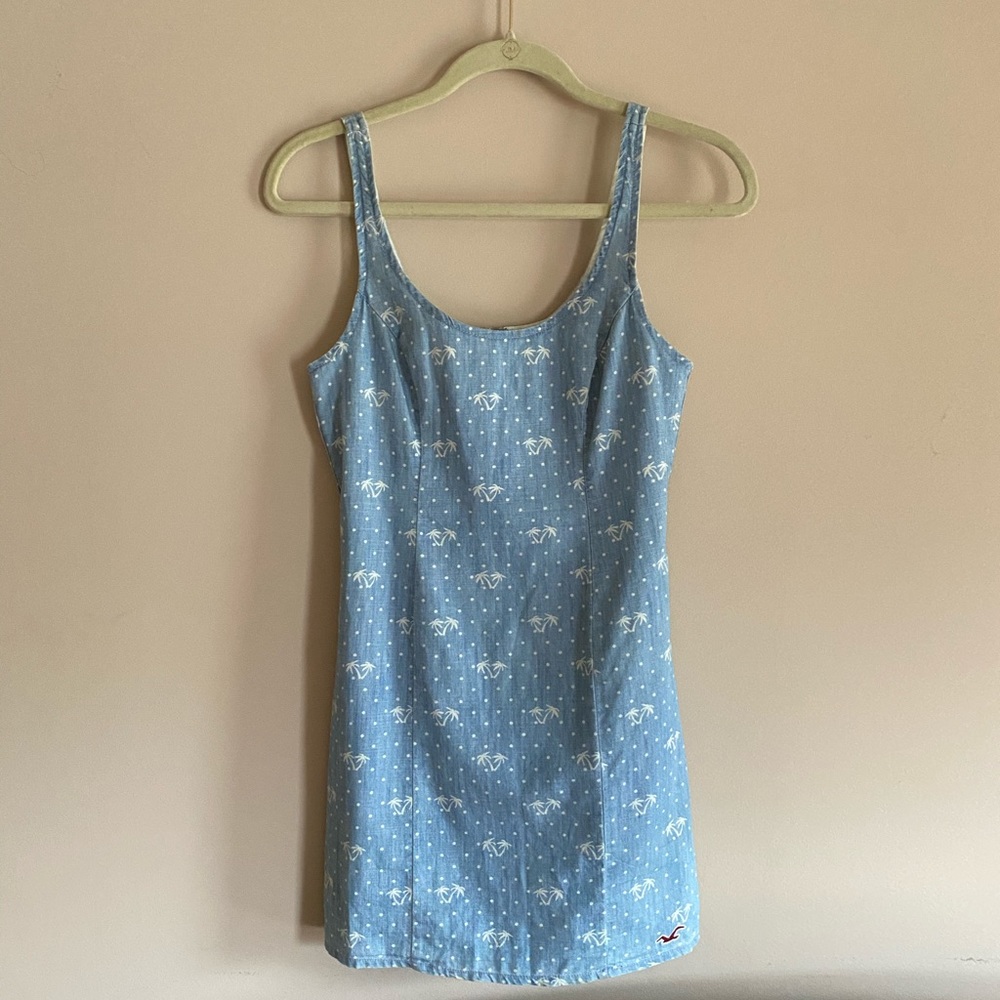 Denim Mini Dress with Palm Tree design - Hollister (Size: 1)